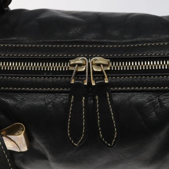 GUCCI Hand Bag Leather Black Gold - Picture 11 of 16